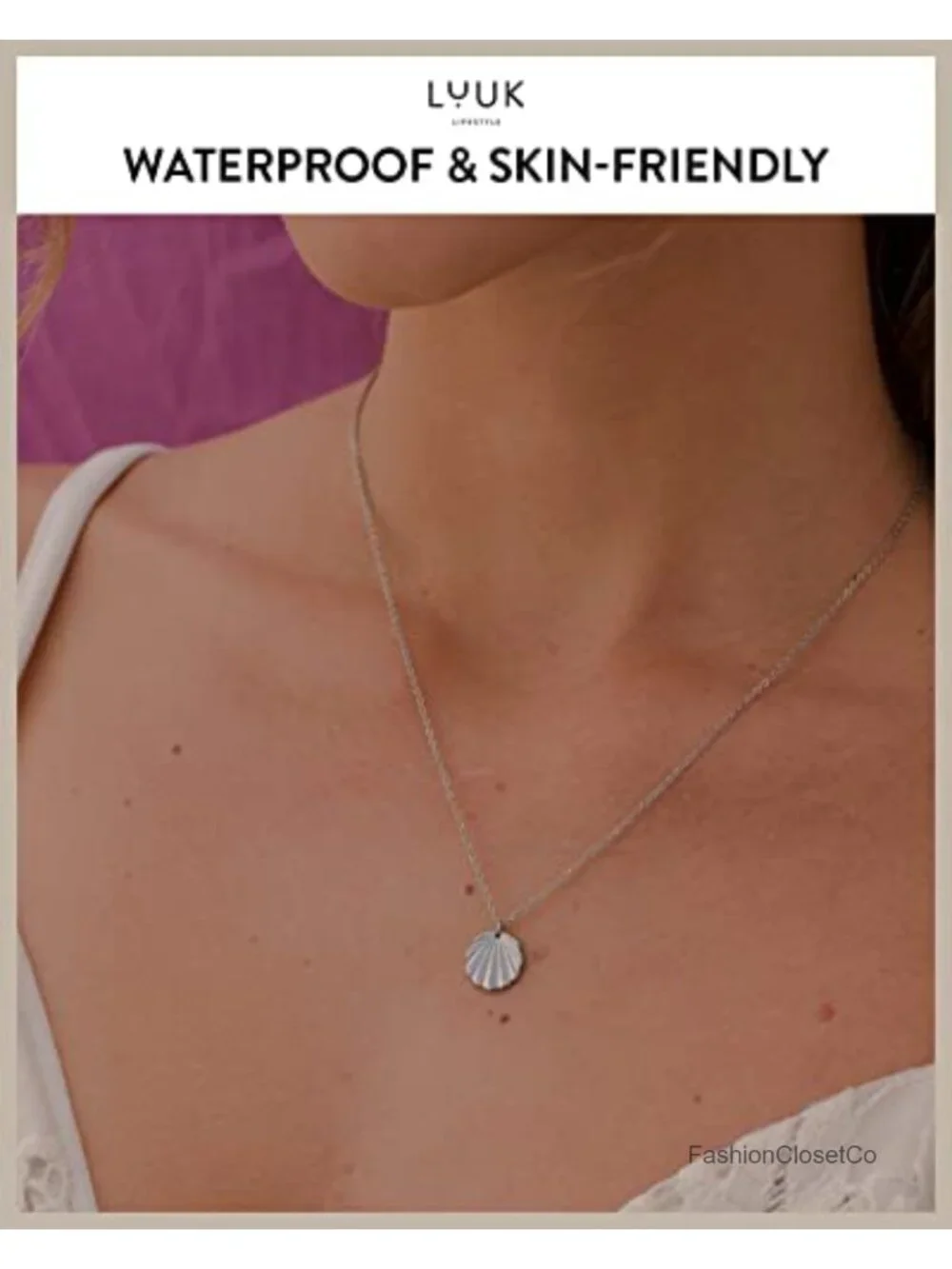 Stainless Steel Shell Pendant Necklace with Happiness Card